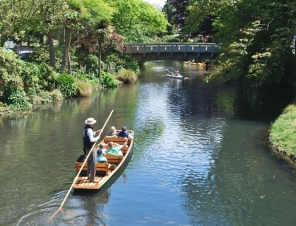 Punting on the River Avon in Christchurch for your Akaroa Shore Excursion
